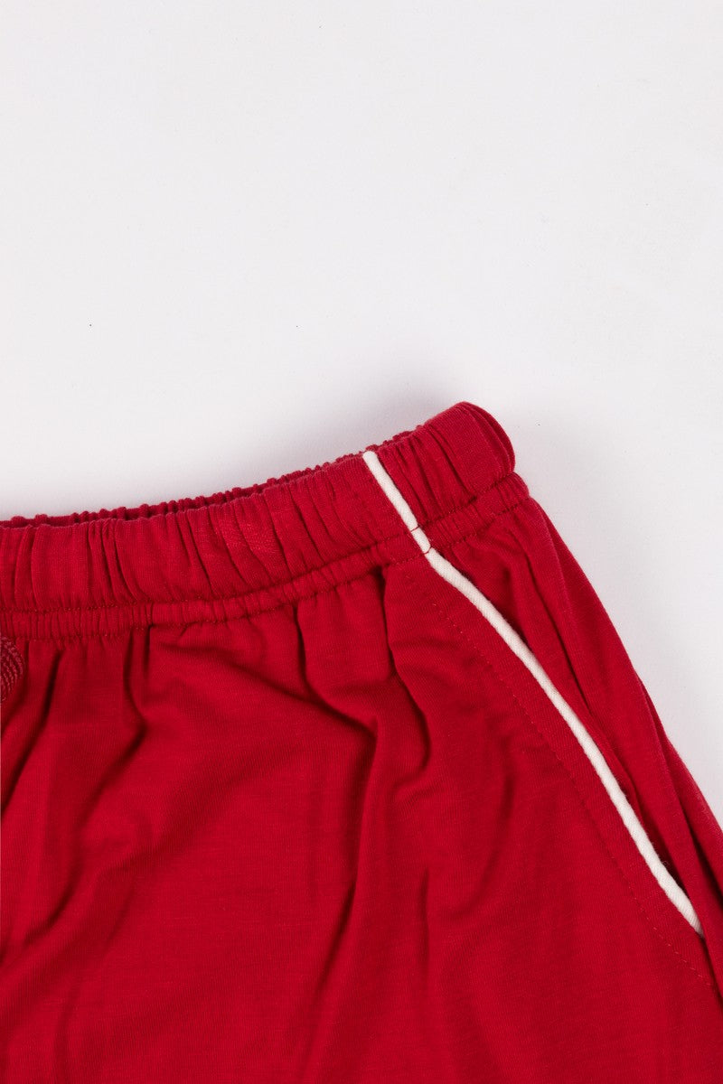 Piped-Trim Top & Shorts Pajama Set
