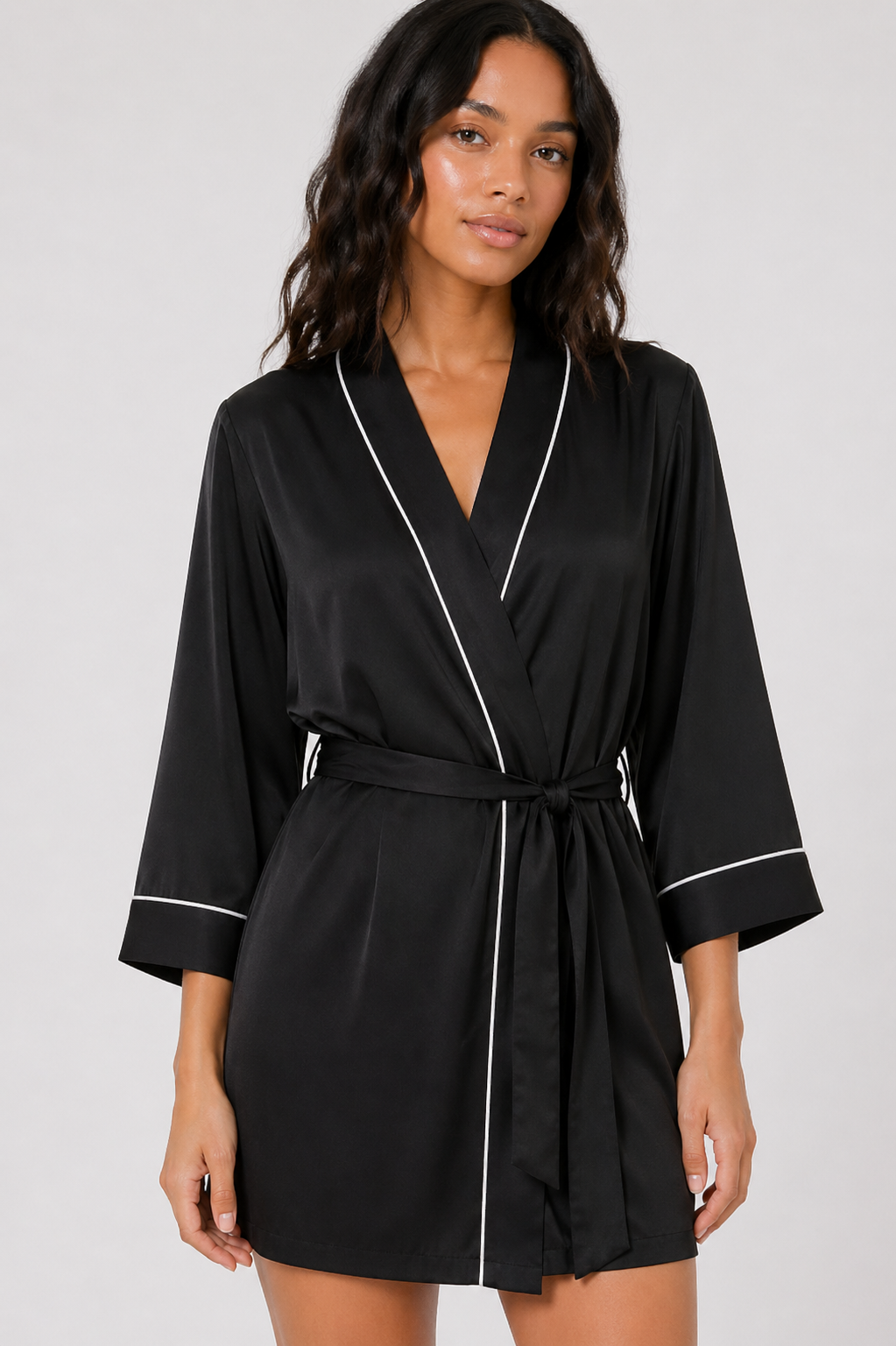 Piped-Trim Modal Robe