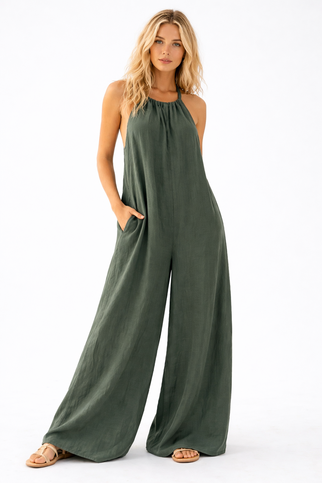 ULTRA WIDE LEG JUMPSUIT WITH POCKETS