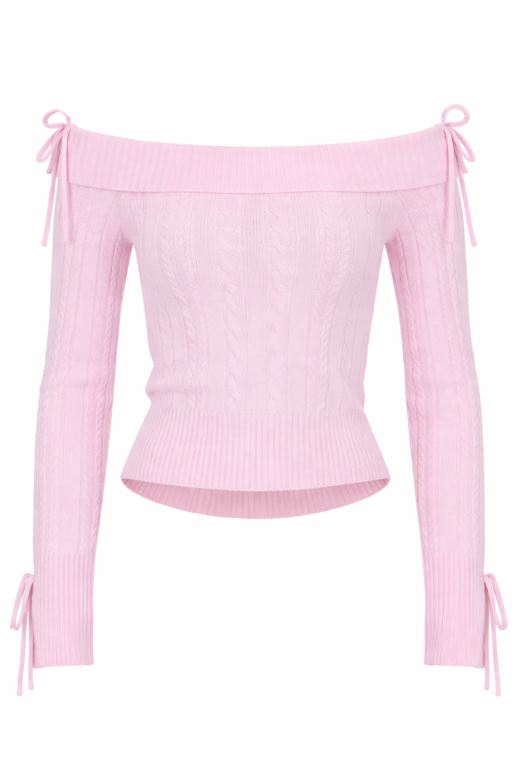 CABLE KNIT OFF THE SHOULDER SWEATER AND PANT SET