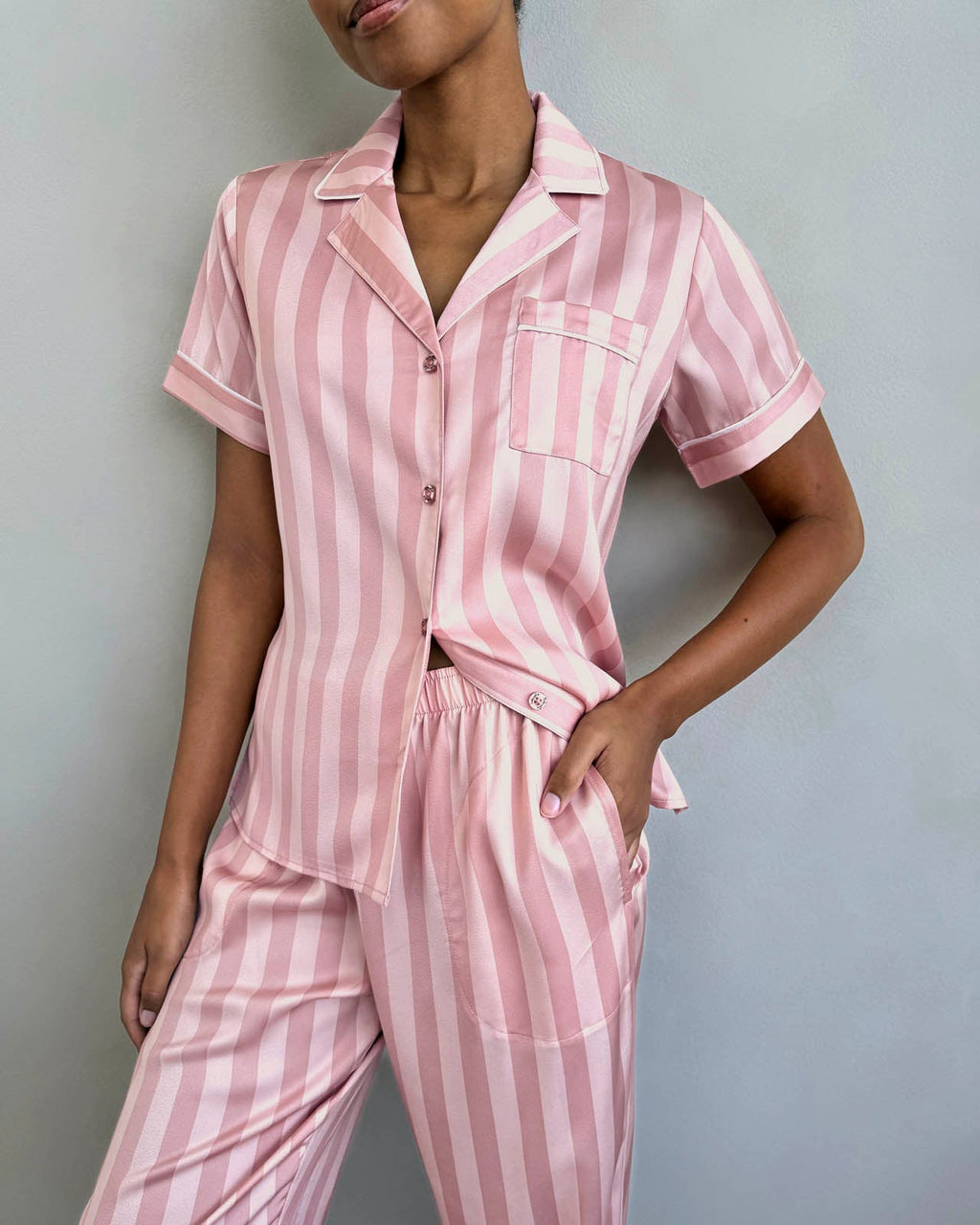 Cabana Stripe Satin Silk Sleep Set