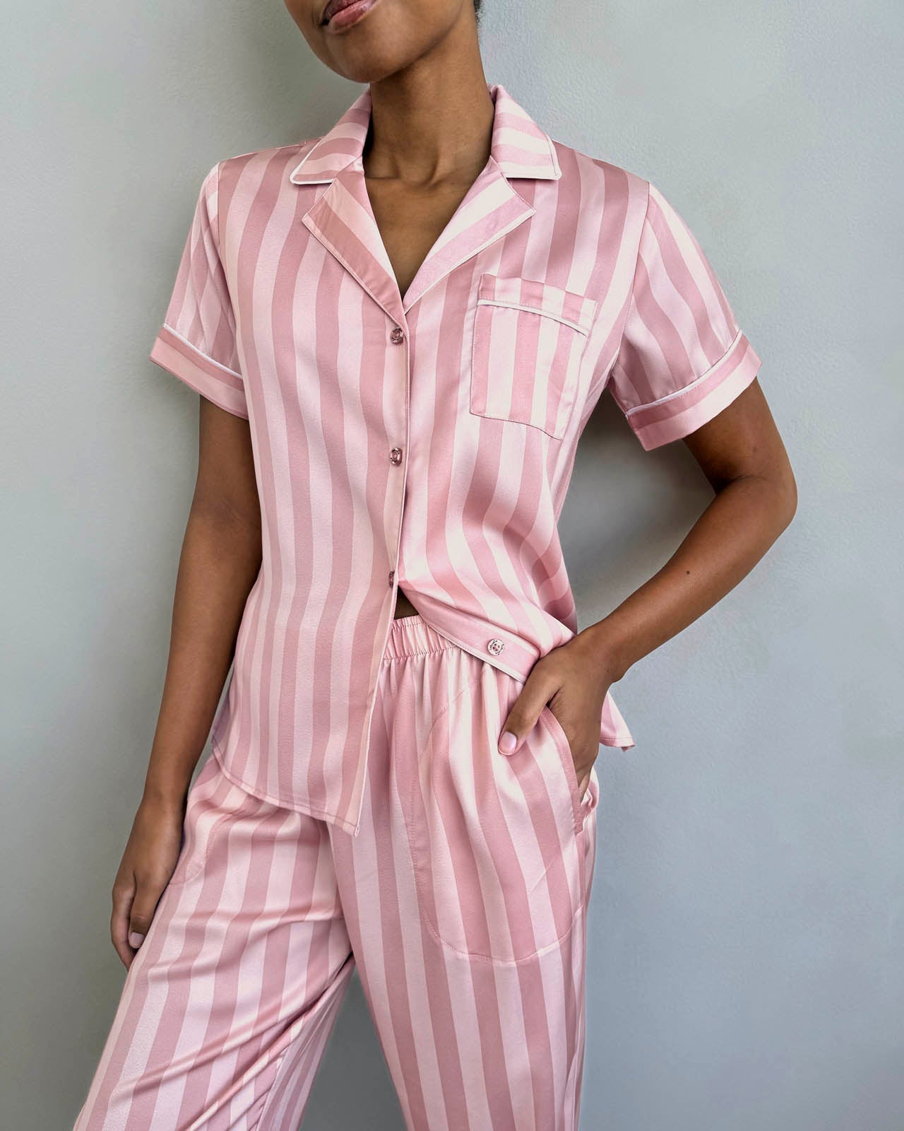 Cabana Stripe Satin Silk Sleep Set