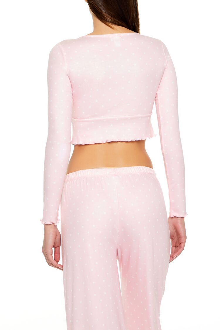 Polka Dot Bow Pajama Crop Top