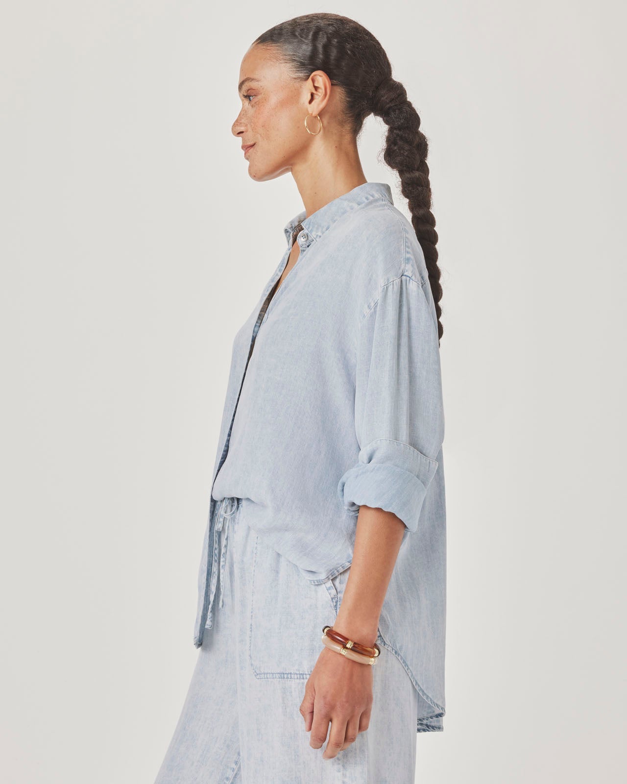 Bleached Indigo Button Down