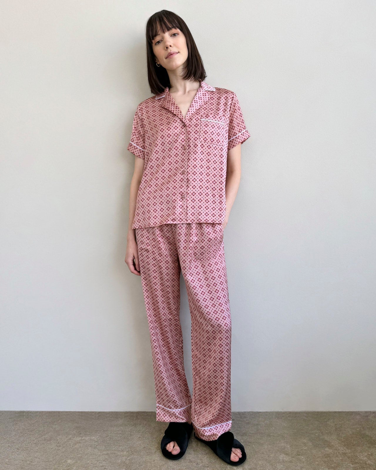 Hearts And Diamonds Geo Satin Silk Sleep Set