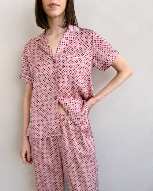 Hearts And Diamonds Geo Satin Silk Sleep Set
