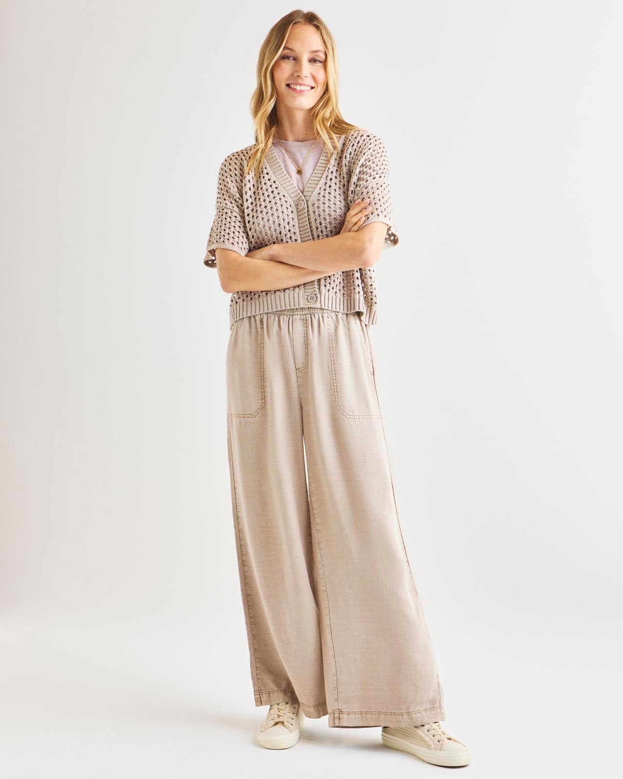 Nova Pointelle Short Sleeve Cardigan