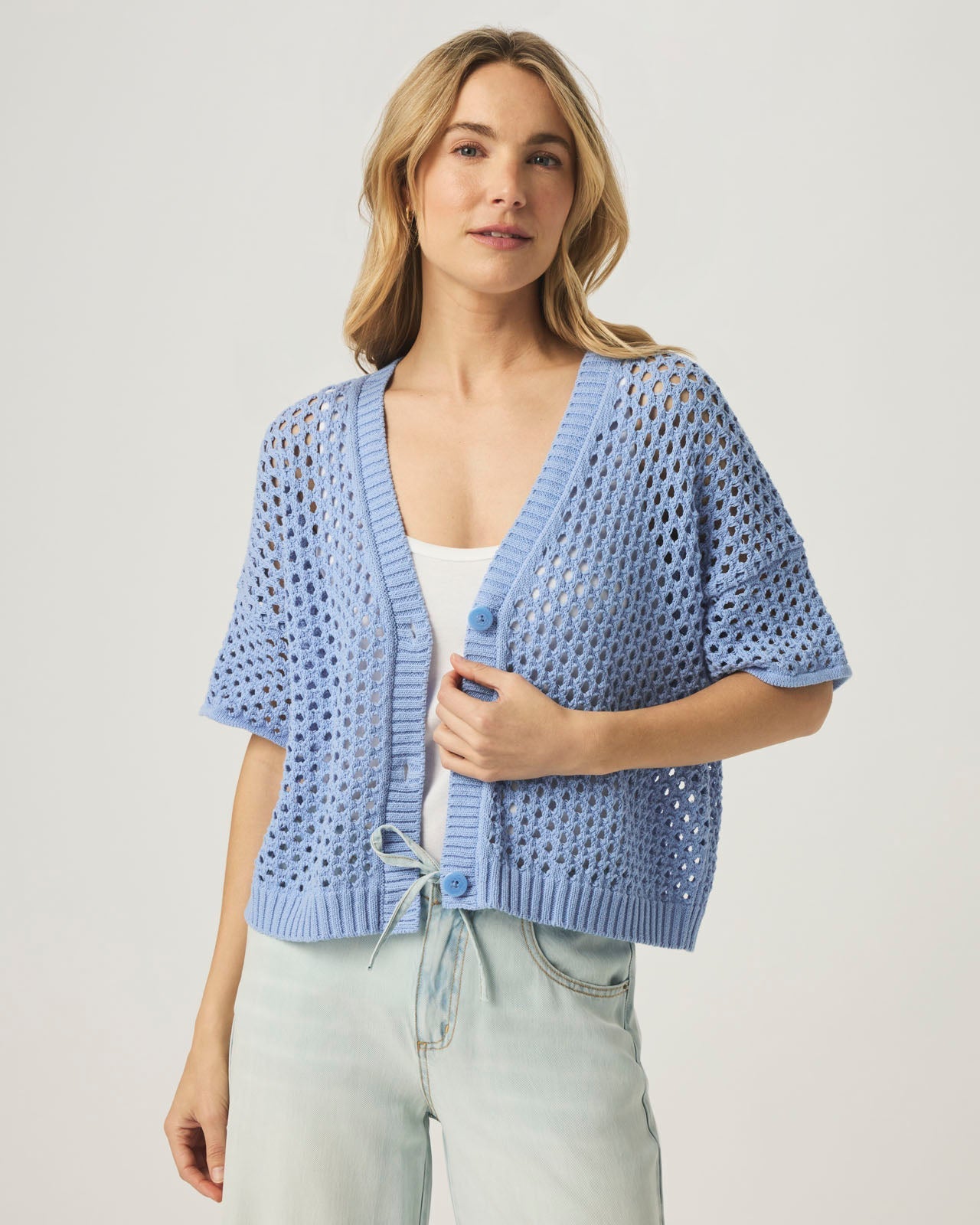 Nova Pointelle Short Sleeve Cardigan