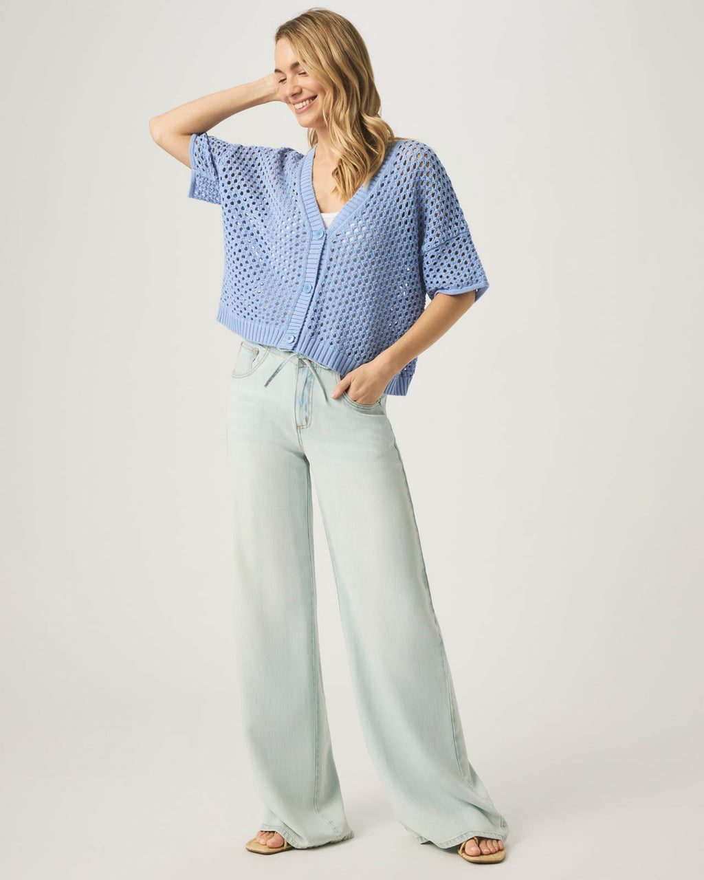 Nova Pointelle Short Sleeve Cardigan