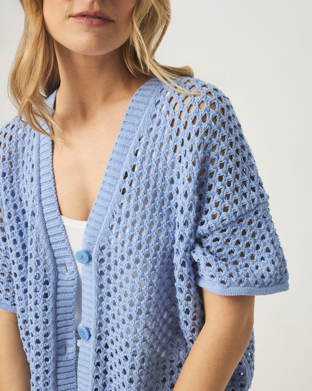 Nova Pointelle Short Sleeve Cardigan