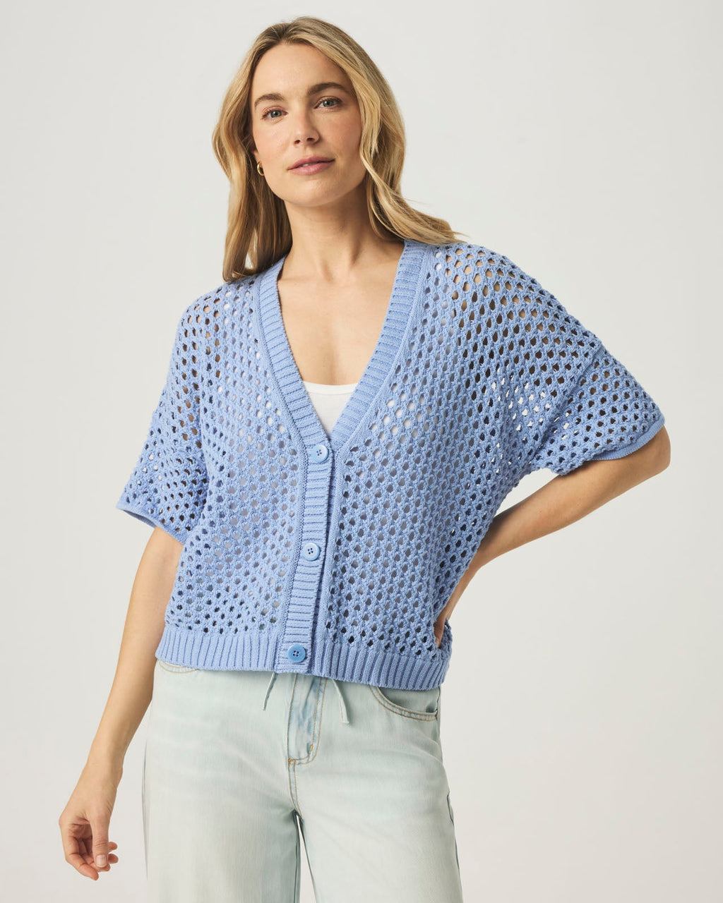 Nova Pointelle Short Sleeve Cardigan
