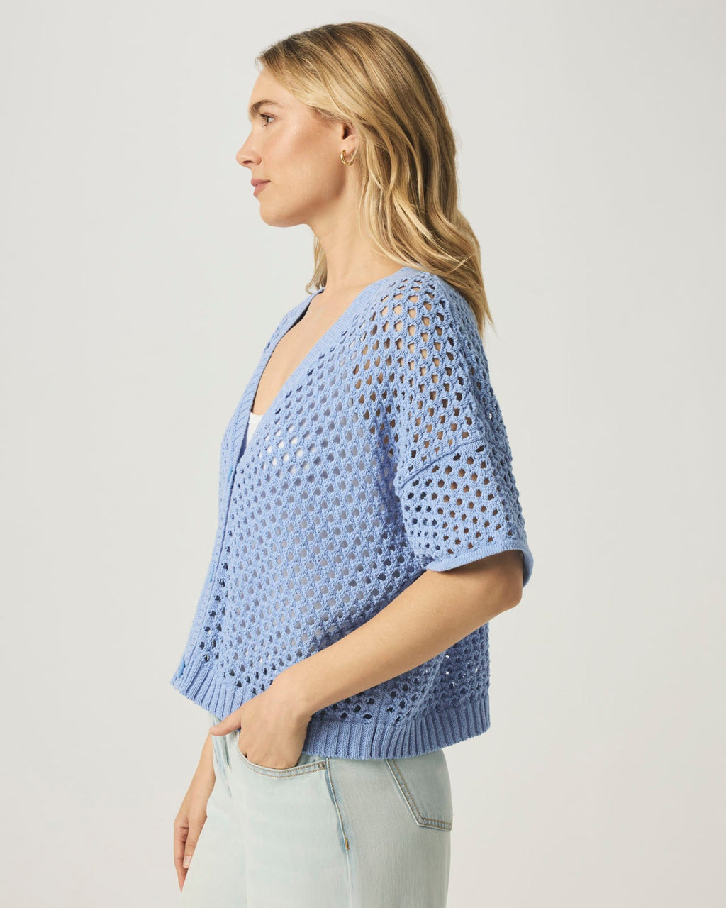 Nova Pointelle Short Sleeve Cardigan