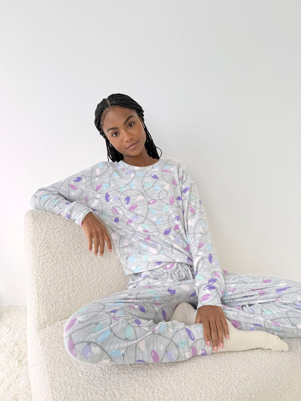 Holiday Lights Marna Waffle PJ Set