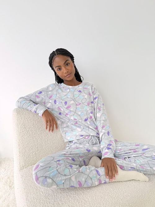Holiday Lights Marna Waffle PJ Set