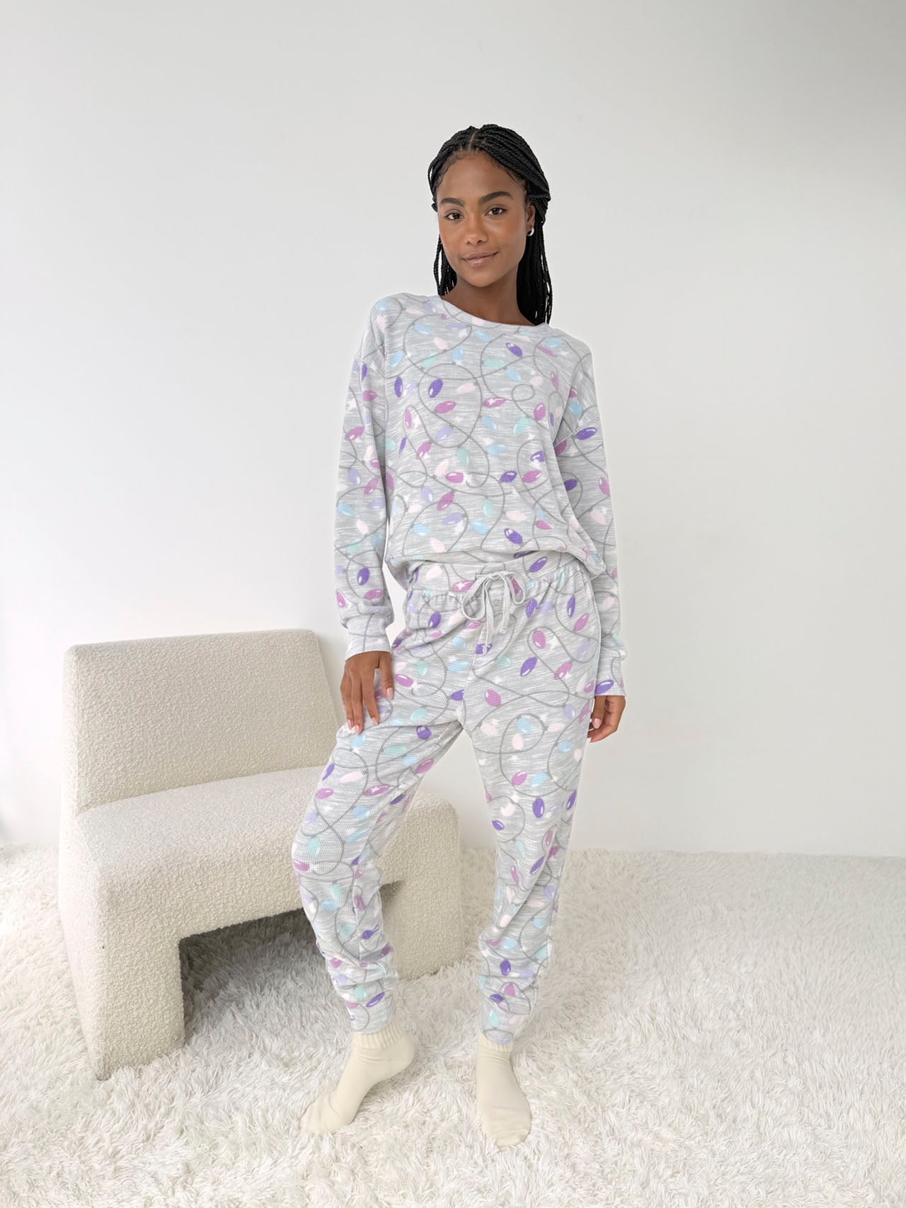 Holiday Lights Marna Waffle PJ Set